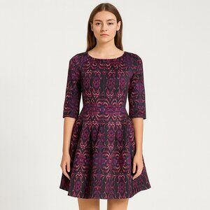Gabby Skye  Dress 10 Ponte Knit Fit and Flare Back Zip Short Sleeves